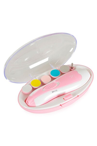Cangaroo Electric Nail File for Babies and Adults, Nailina Pink, 6 Heads, LED