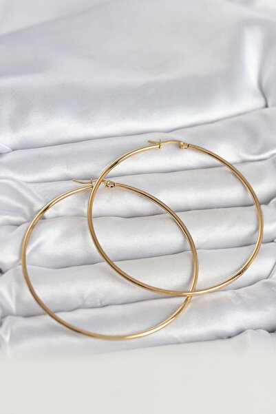 ELİZ BERRA MODA 316L Steel Gold Color 70 mm Women's Hoop Earrings