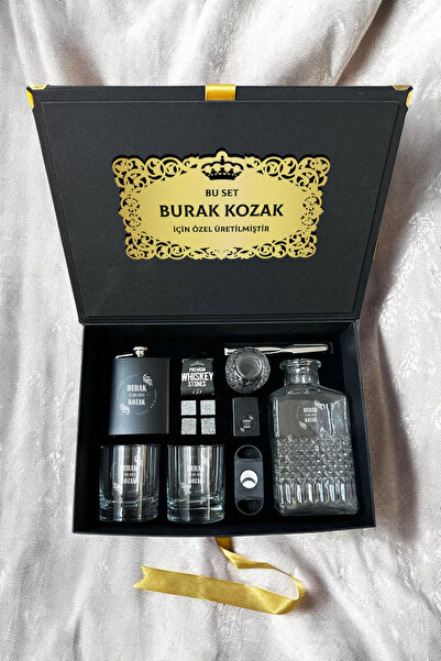 hediyemen Ultimate Luxury Kişiye Özel Viski Şişesi & Bardak Seti – Özel Sunumlu Lüks Kutuda