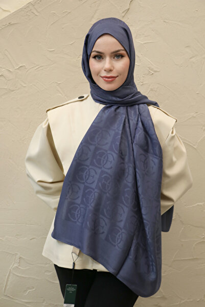 efdal şal eşarp Monogram Pattern Nia Cotton Shawl