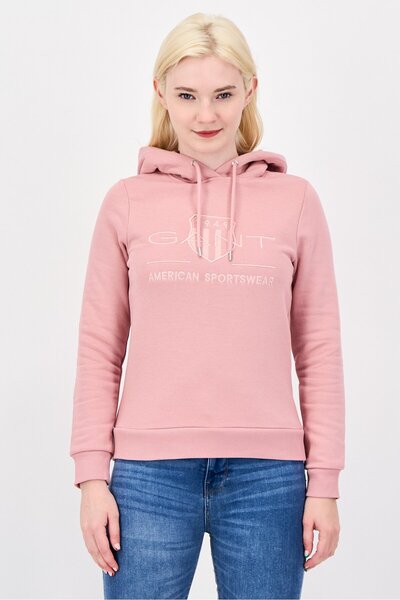 Gant Women Embroidered Logo Long Sleeve Hoodie, Pink