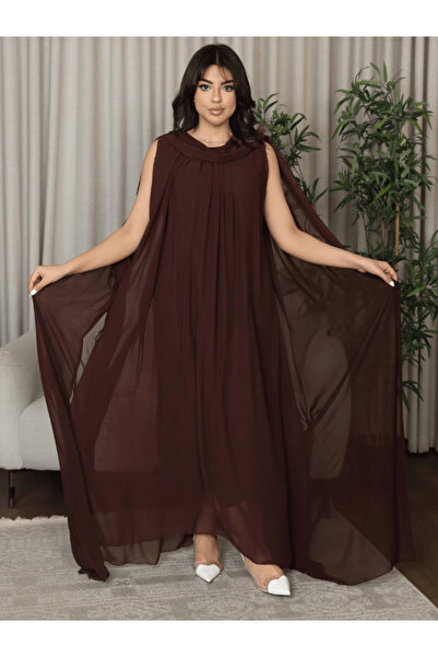 TREN Maternity Long Dress Chiffon Eid Ramadan Pregnancy Gown Elegant Baby Sho...