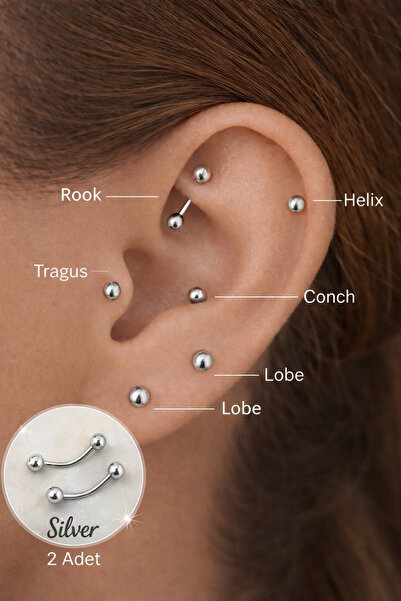 Sacce Scarves&Accessories Cerrahi Çelik Kavisli Piercing – Rook, Kaş, Helix v...