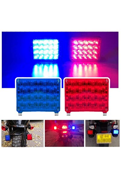 SOLVEKS PANJUR ARASI ÇAKAR LAMBA KARE 48 LEDLİ KIRMIZI/MAVİ ( 002577 ) SET