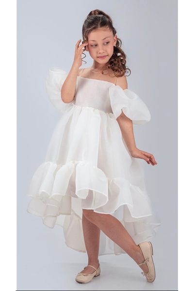 Baby Aden Babyaden Tailed Karolin Cloth Low Balloon Sleeve Birthday Evening D...