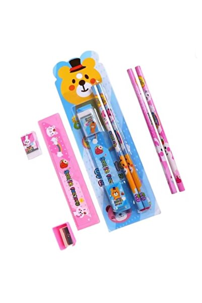 FRYGAMIC Set de 2 creioane cu ascuțitoare, radieră, riglă, albastre