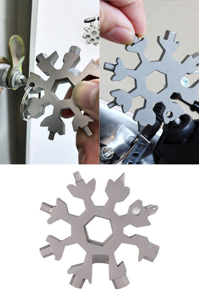 Privo Multi-Purpose Snowflake Keychain 18 in 1 Allen Screwdriver Set Steel Bo...