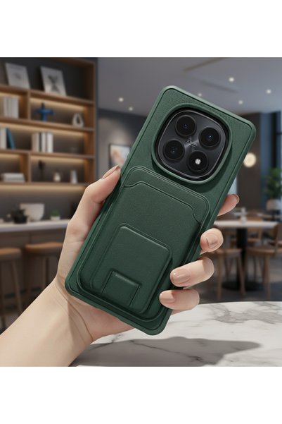 TechTrove Redmi Note 15 5G İçin Uyumlu TPU Korumalı Kart Bölmeli Deri Dokulu ...
