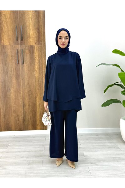 NS Moda Hijab Signature Set Navy Blue-Model 565