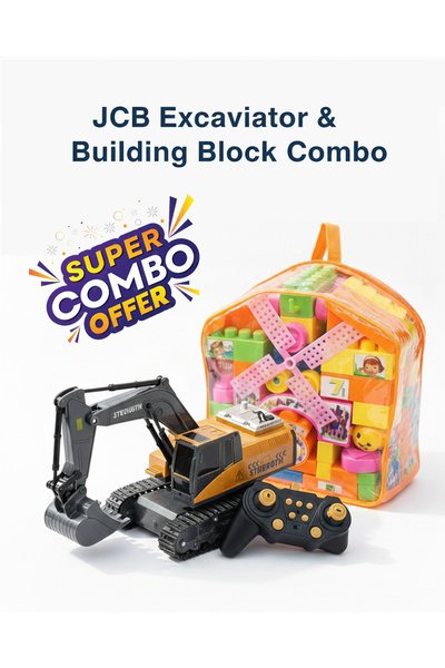 DmarQa Remote Control JCB Excavator Toy & Building Blocks Set for Kids