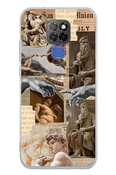 FLAMENKO حافظة هاتف شفافة بنمط كولاج منحوت من عصر النهضة متوافقة مع جهاز Gene...