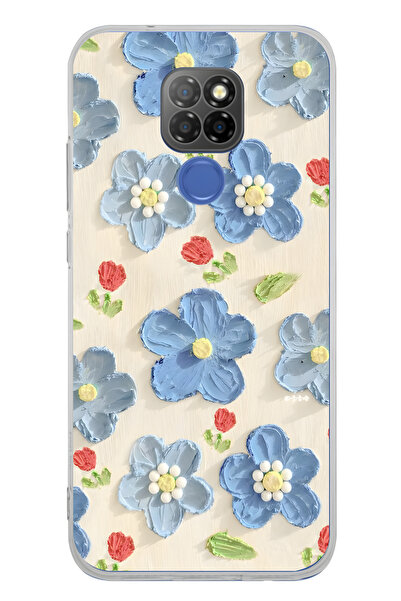 FLAMENKO حافظة هاتف شفافة بنمط زهور زرقاء متوافقة مع جهاز General Mobile GM 20