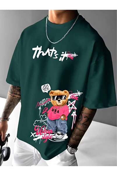 oneagılyazı Tricou cu imprimeu urs cu ochelari pentru bărbați |   Croială lej...