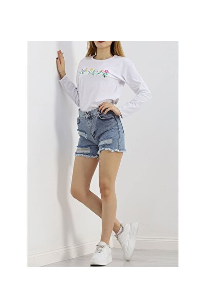 ÇEÇİM Γυναικείο λουλουδάτο τουνίκ με τύπωμα πλευρών άνοιγμα τονός NSA-58082