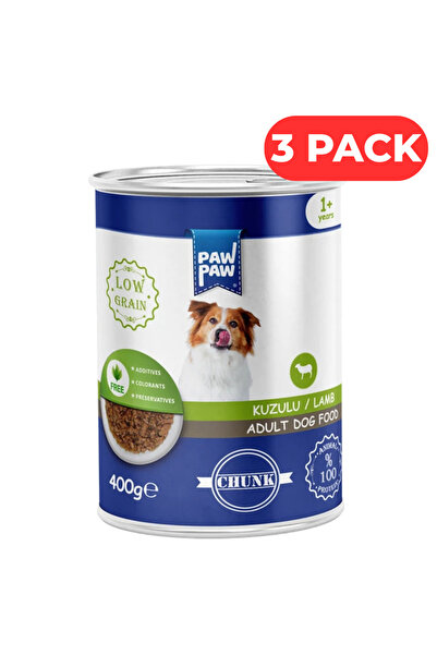 PawPaw Set 3 x Hrană umedă câini adulți cu miel, bucăți în sos 400 g, conținu...