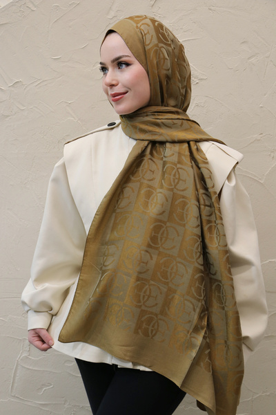 efdal şal eşarp Monogram Pattern Nia Cotton Shawl