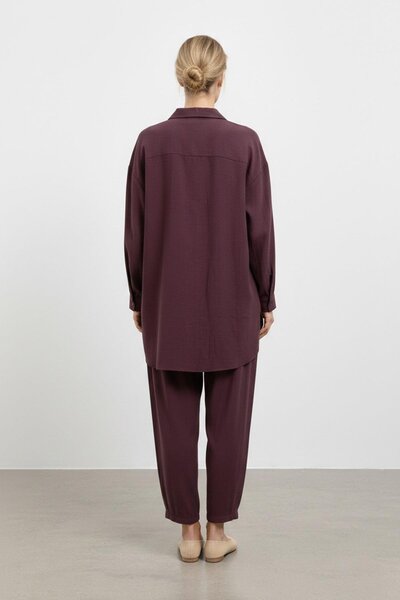 Puane Комплект от ежедневна риза и панталони BURGUNDY 14442