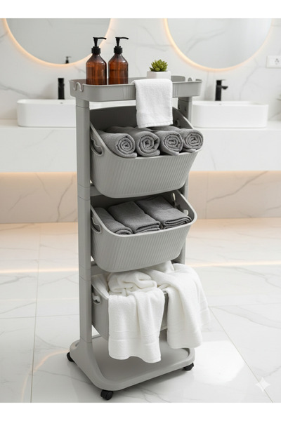 LeesHome Büyük Boy Krem Tekerlekli Banyo sepeti ve Sebzelik Oyuncak sepeti no4