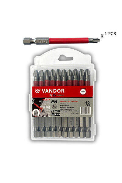 Vandor Anti Slip Bit Kaydırmaz Bits S2 Yüksek Kalite Çelik PH3 75 - 729927867366