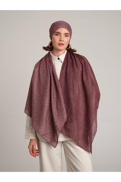 Ayshara Mist Plain Patterned Double-Sided Shawl - Dark Rose