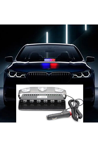 PİNUKS ÇAKAR LAMBA CAM İÇİ 6 LEDLİ KIRMIZI-MAVİ VANTUZLU ( 276713 ) OTO AKSES...