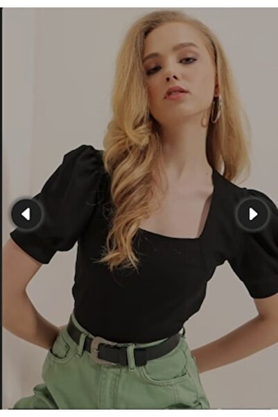 FRYGAMIC Bluză neagră cu mâneci bufante