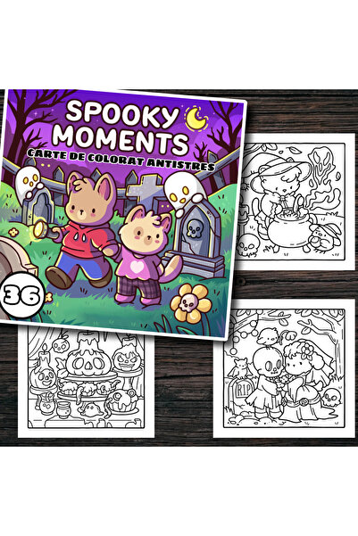 COZY Coloring Book - 36 Cute Illustrations - Spooky Moments