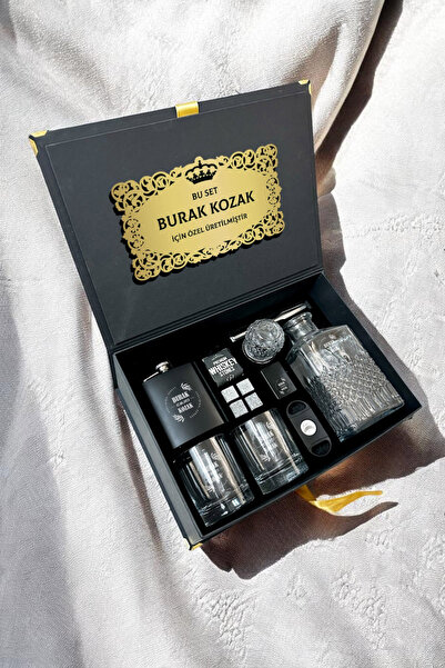 hediyemen Ultimate Luxury Kişiye Özel Viski Şişesi & Bardak Seti – Özel Sunumlu Lüks Kutuda