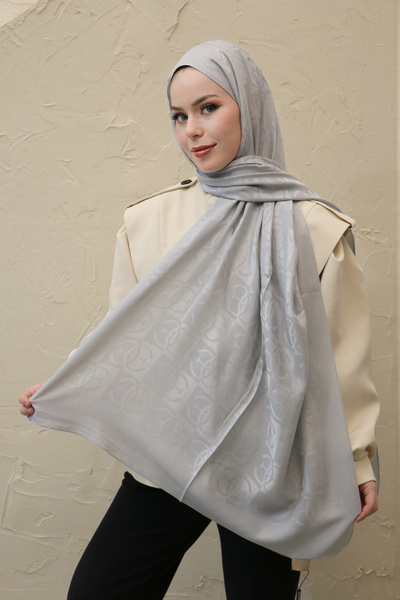efdal şal eşarp Monogram Pattern Nia Cotton Shawl