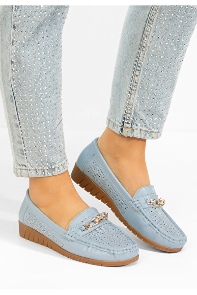 B T Shoes Mocasini dama piele Giona albastri