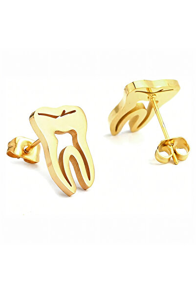 EFAYN.RO Cercei dama, model cu dintisor, tematica happy teeth, aurii, EFAYN