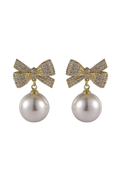 EFAYN.RO Cercei dama, model festiv cu fundita, tematica special moments, albi...