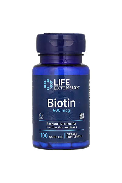 Life Extension Vitamin B7 Biotin Hair, Skin & Nails 600 mcg 100 Capsules