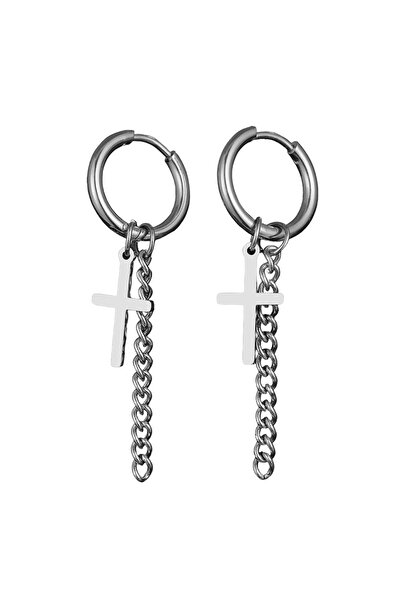 EFAYN.RO Women's earrings, round praise the Lord model, chain and cross penda...