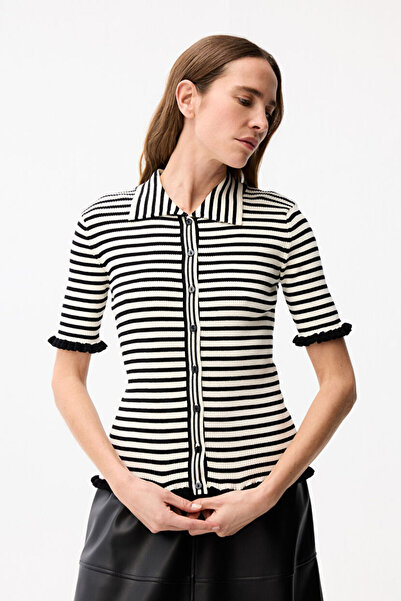 adL Çizgili Triko Hırka