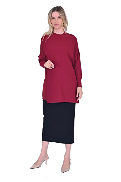 Invee Omzu Chiffon Tunic 6250 Bordo