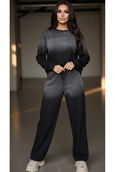 Markasız ucuz Casual Cotton tracksuit with rhinestones