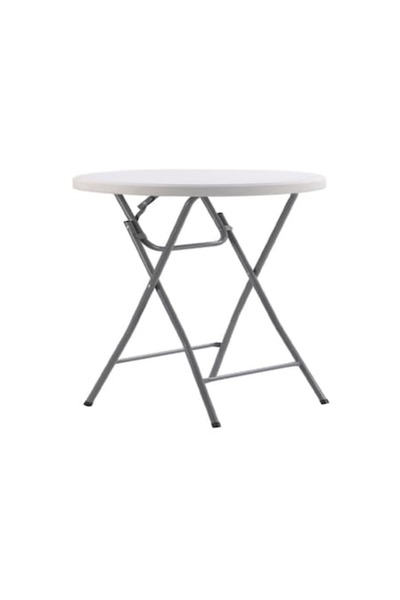 2home Garden Folding Table, Round, White, 80*74cm