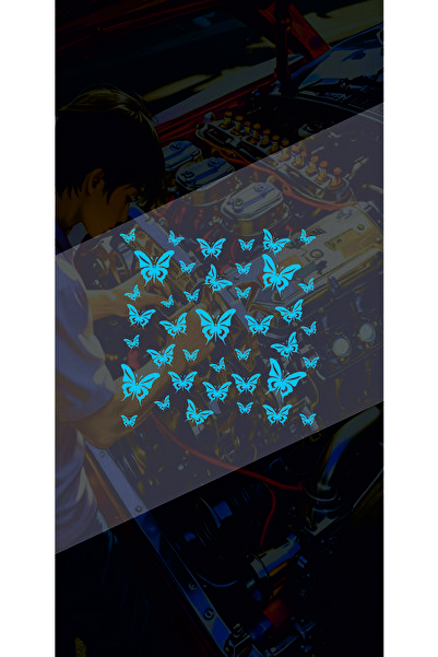 sticker Kelebek Desen Kaplama 25x25 Cm Jdm Araba-moto-laptop Cam Etiket Holog...