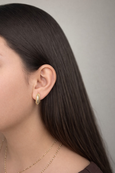 lit accessories XUPİNG Zirkon Taşlı Yılan Sırtı Görünümlü Şık Çelik Küpe