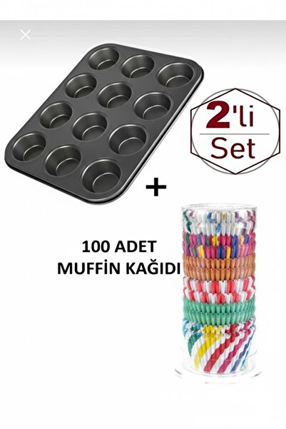 UNDHOME Set of 2 - 12-Cavity Cake Mold + 50 Colorful Papers