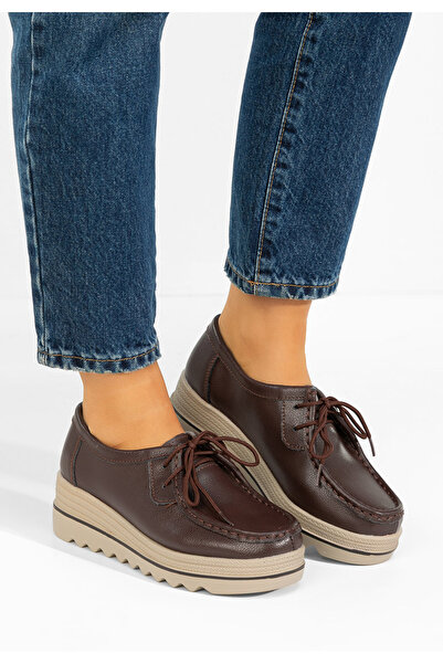 B T Shoes Women's platform loafers Evelinia camel