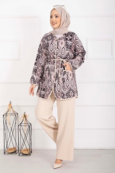 EBRUTESETTÜR Ethnic Patterned Jacket Suit Beige