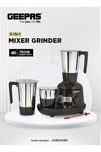 Geepas 3-In-1 Powerful Grinder With Stainless Steel Jars & Blades,3 Speed Set...