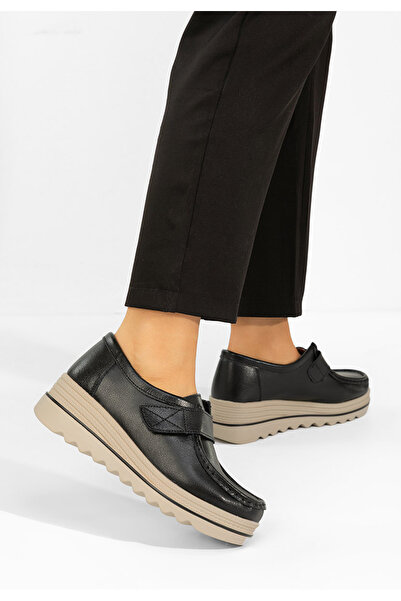 B T Shoes Women's black Hanina platform loafers