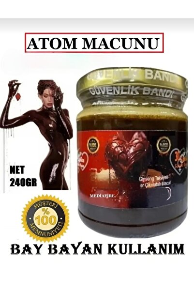 NATUREL Atom Macunu,Ginseng Takviyeli Bitter Çikolatalı Macun 240 gr