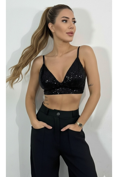 Hilals Butik Payetli V Yaka Büstiyer