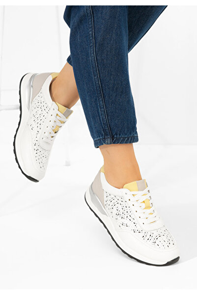 B T Shoes Sneakers dama piele Ellania V2 albi