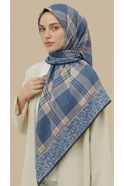 Karaca Plaid Patterned Rayon Scarf - Blue