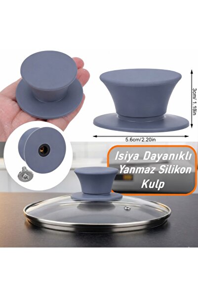 BarkoFix 2 Adet Silikon Yanmaz Yakmaz Universal Cam Tencere Kapağı Kulpu Tenc...